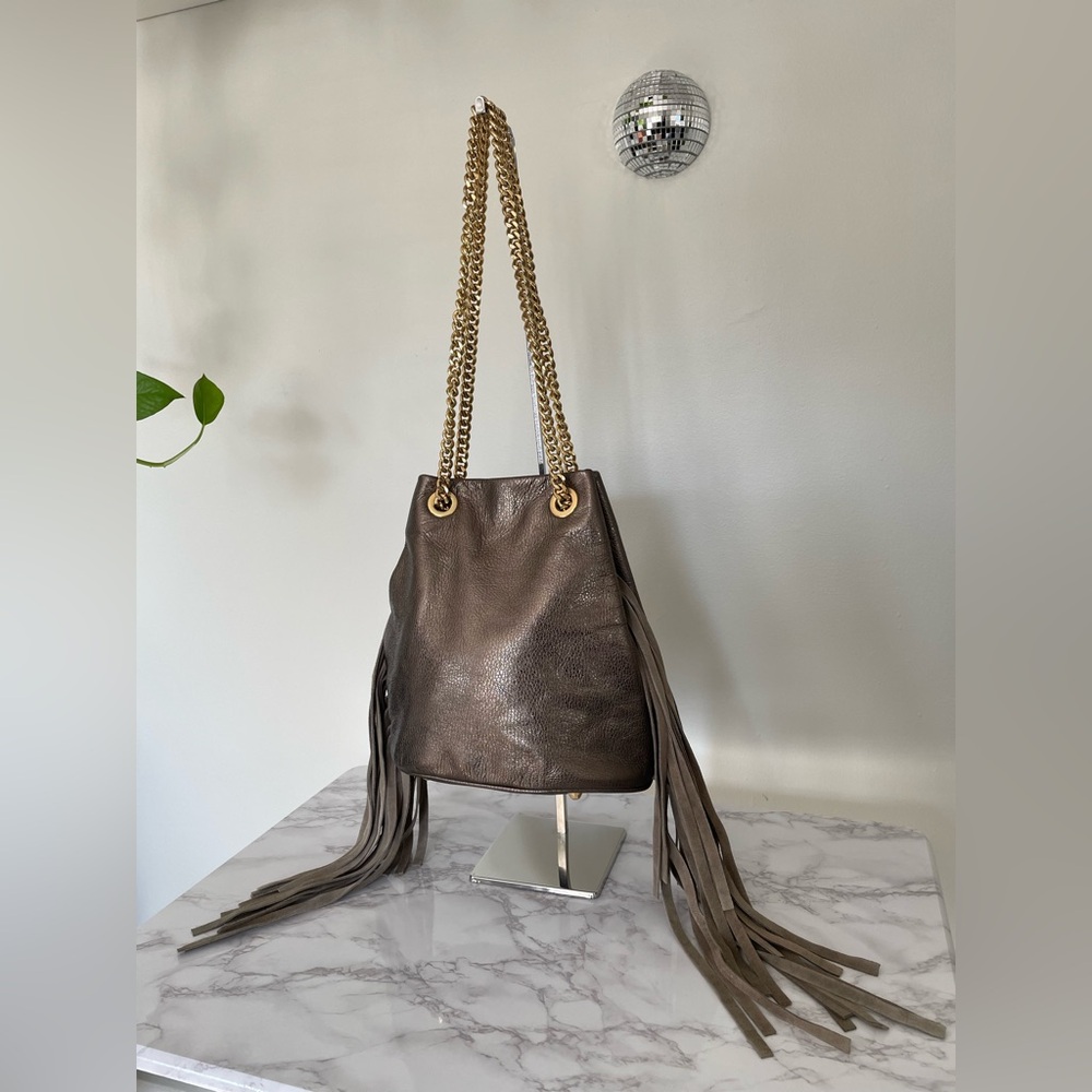 Leather Fringe Shoulder Bag By My Choice